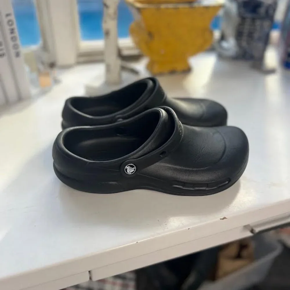 CROCS Bistro Women’s 10 Men's 8 Black Slip-On Work Clog with Heel Strap